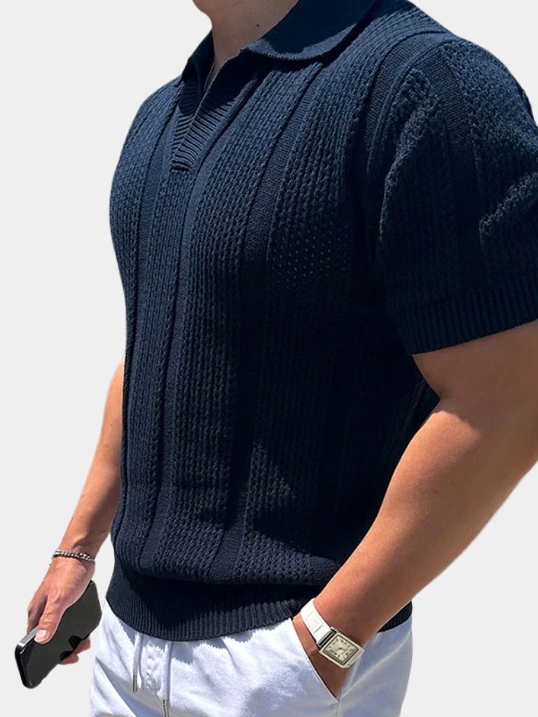 Carl | Cream Textured Polo Shirt