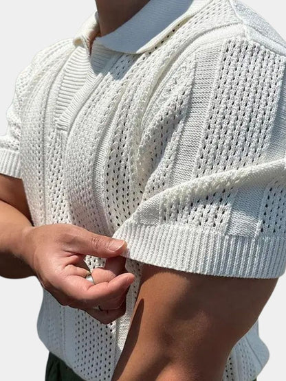 Carl | Cream Textured Polo Shirt