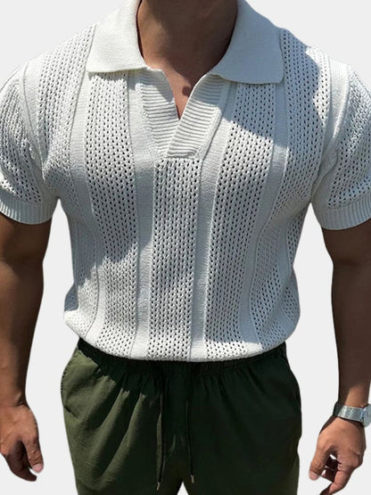 Carl | Cream Textured Polo Shirt