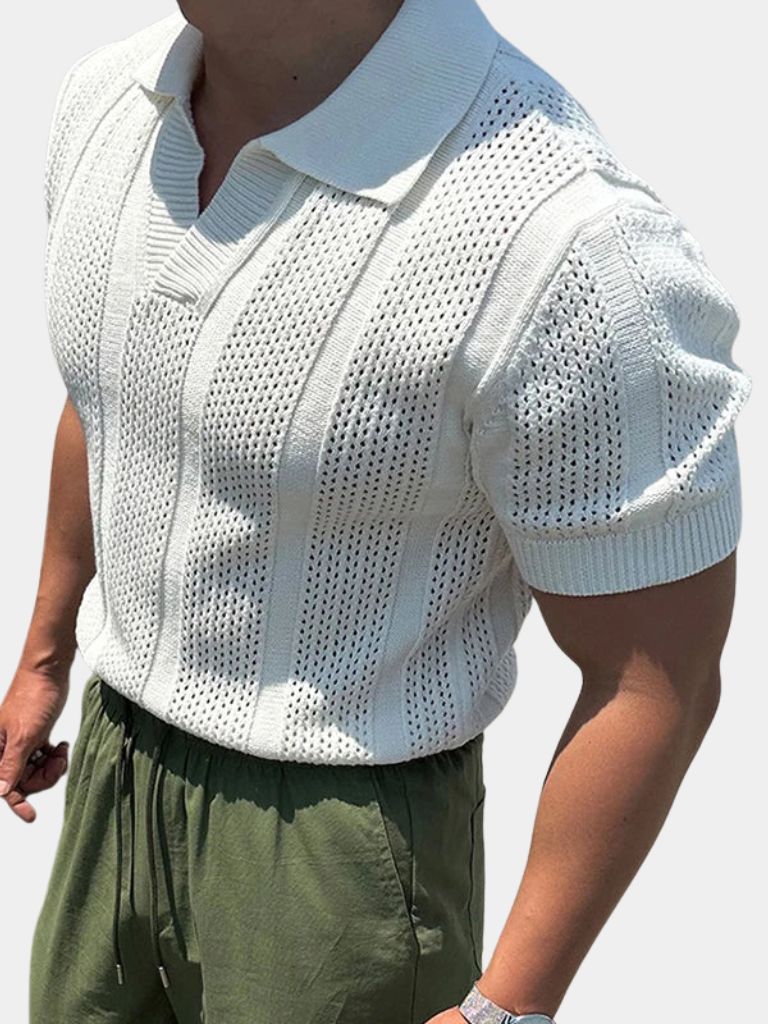Carl | Cream Textured Polo Shirt