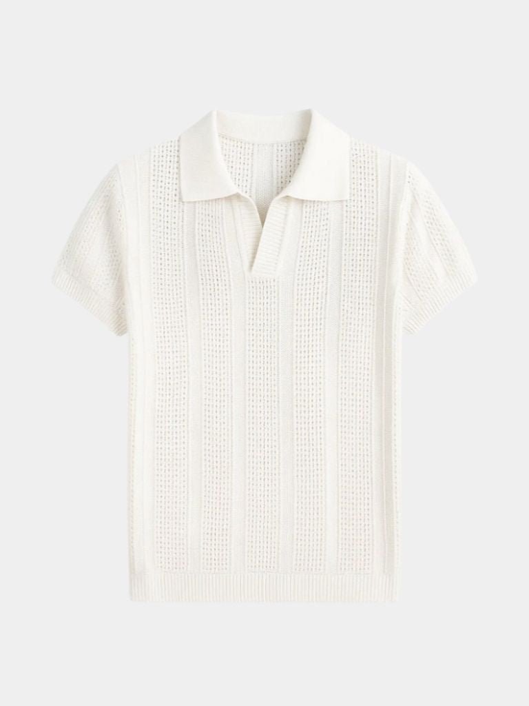 Carl | Cream Textured Polo Shirt