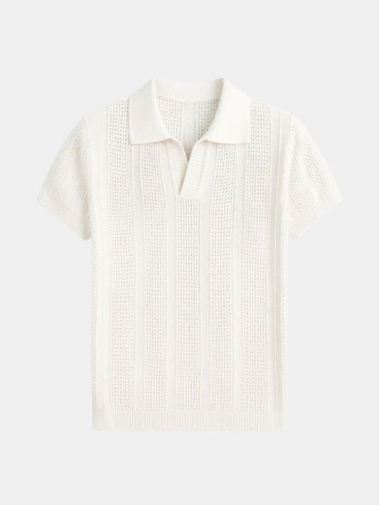 Carl | Cream Textured Polo Shirt