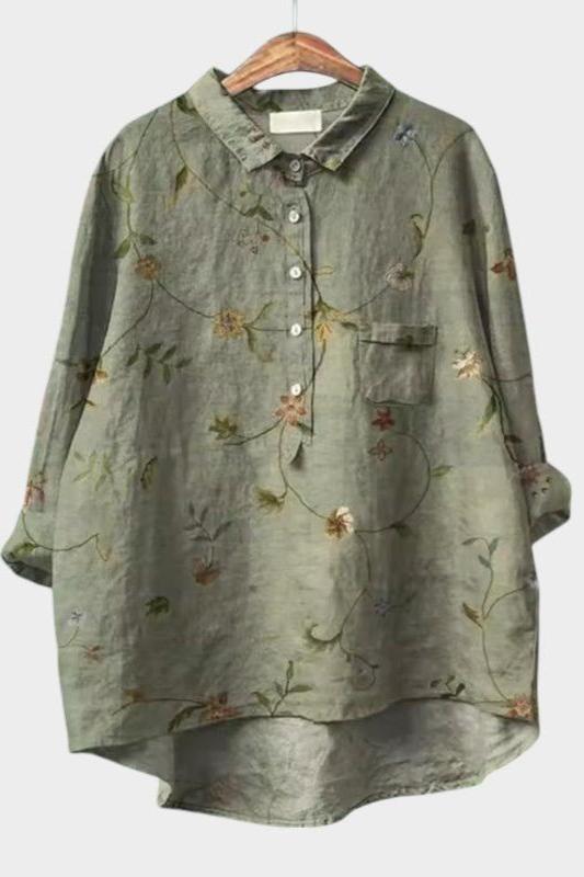 Carla | Olive Branch Print Shirt