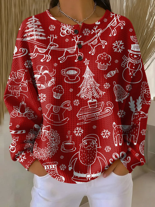 Meryl | Red Festive Doodle Jumper