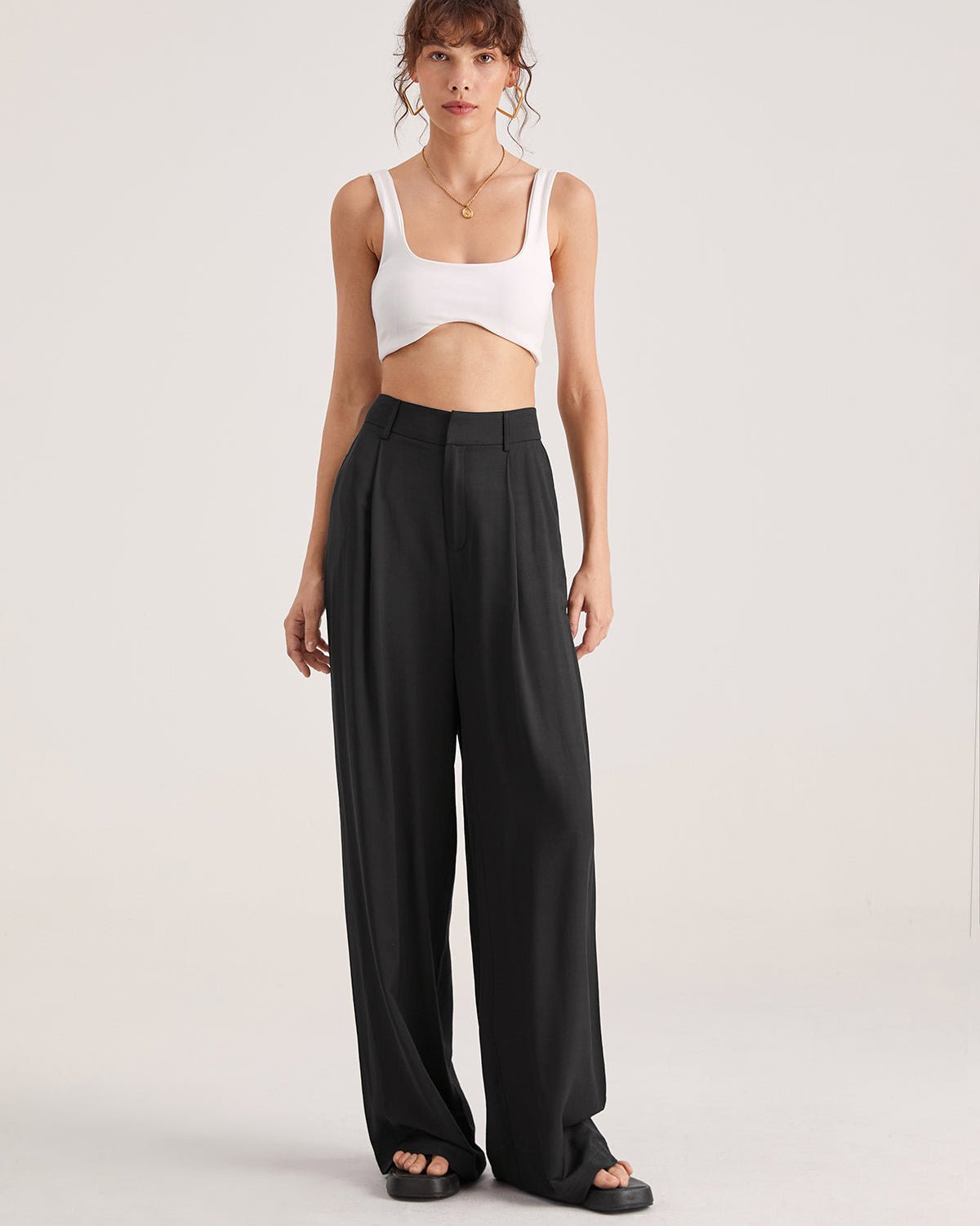Carla | Black Fluid Wide-Leg Trousers
