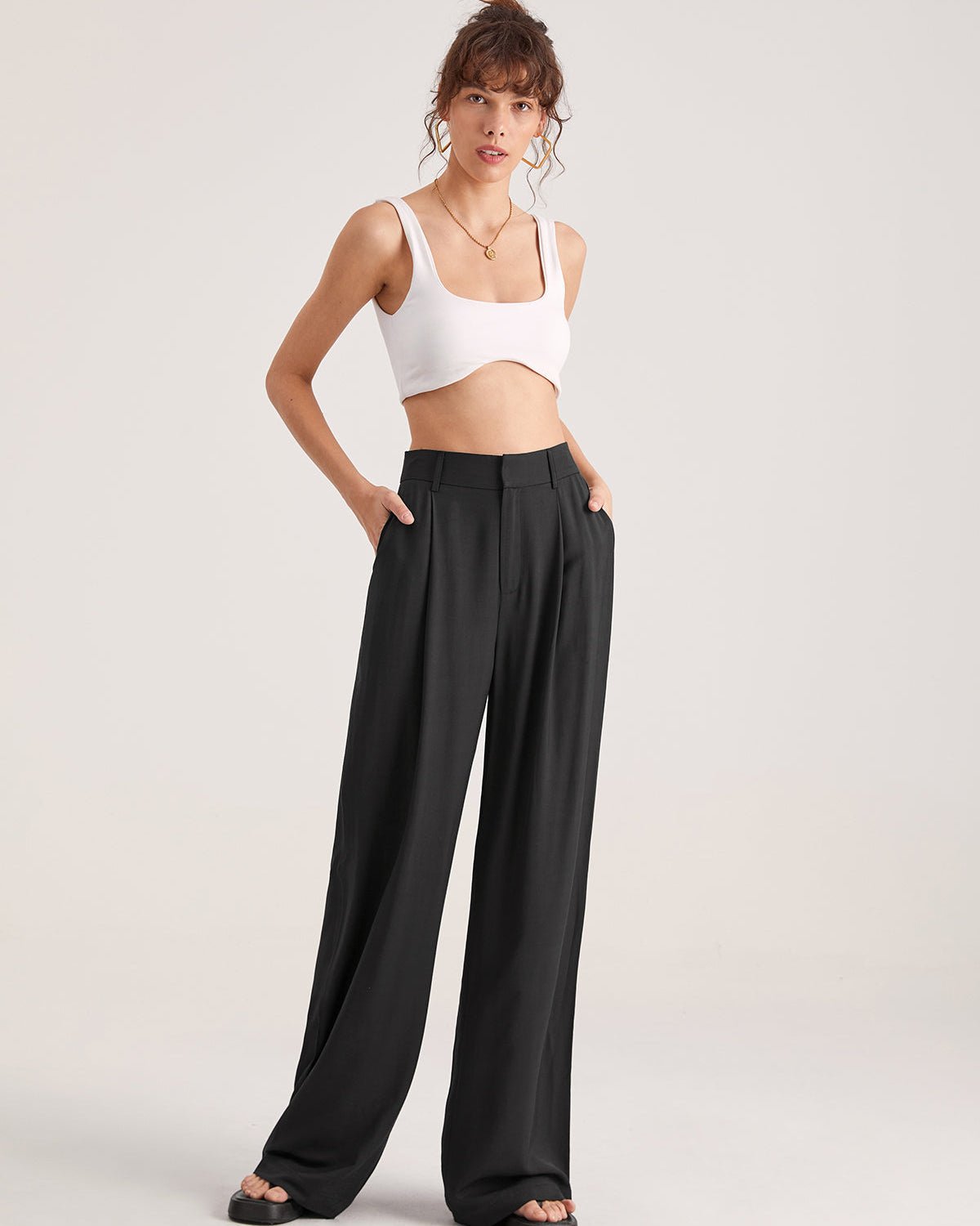 Carla | Black Fluid Wide-Leg Trousers