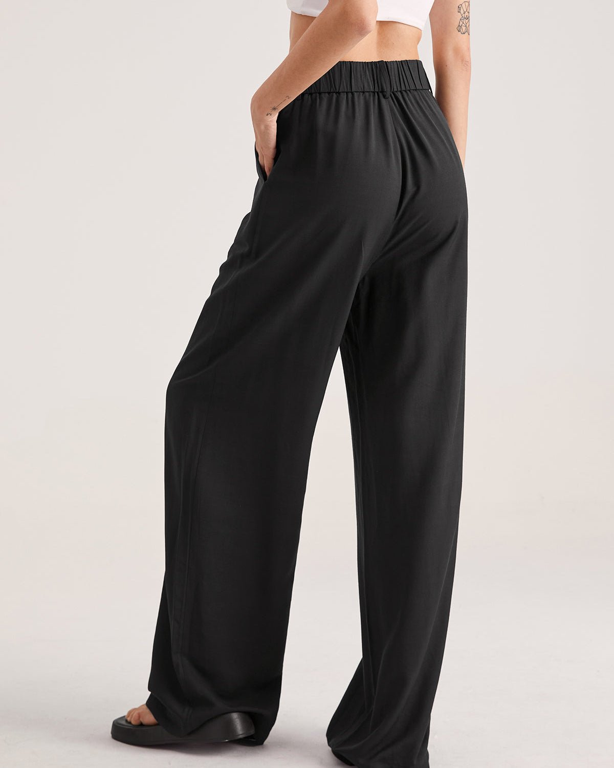 Carla | Black Fluid Wide-Leg Trousers