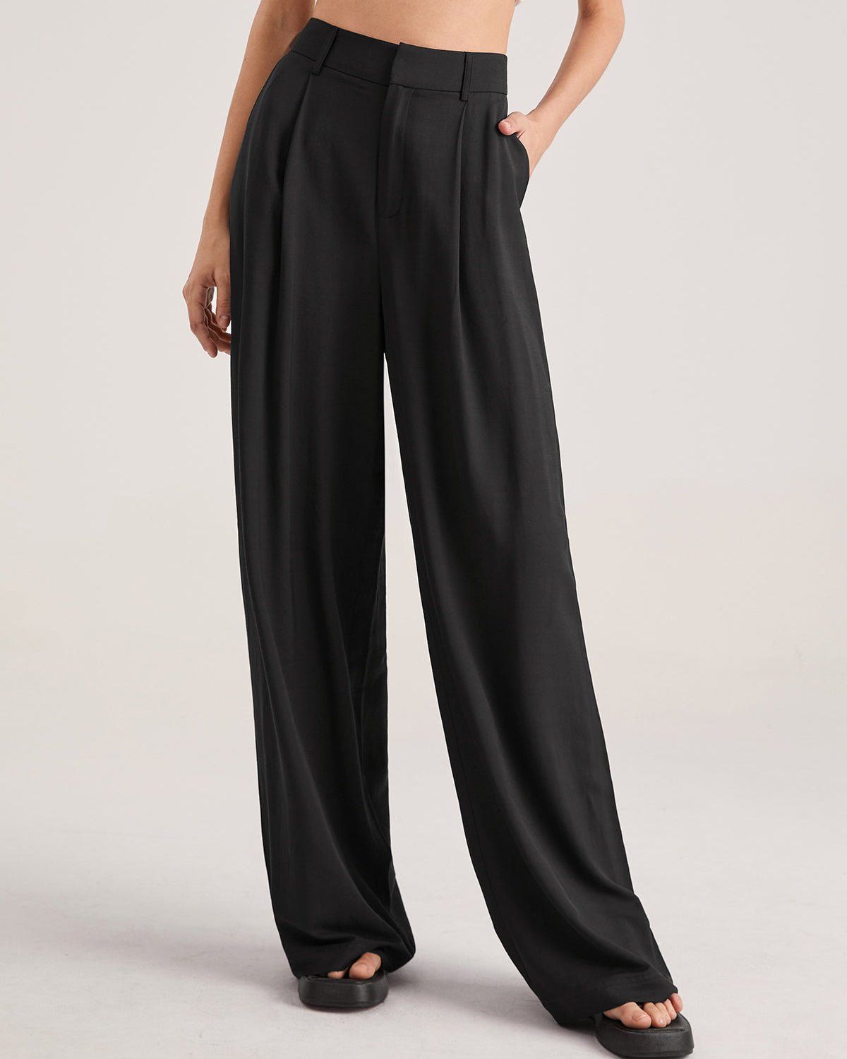 Carla | Black Fluid Wide-Leg Trousers