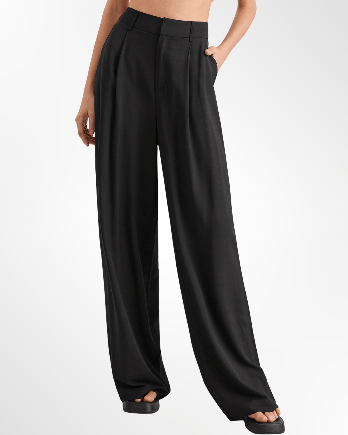 Carla | Black Fluid Wide-Leg Trousers