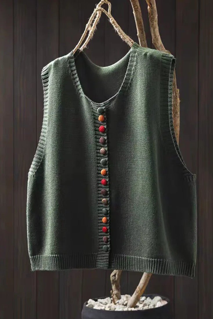 Carmen | Black Button-Front Knitted Waistcoat