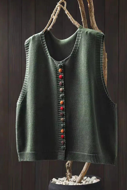 Carmen | Black Button-Front Knitted Waistcoat