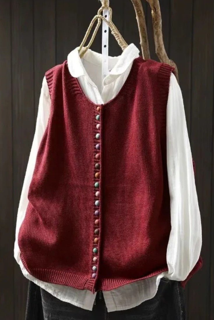 Carmen | Black Button-Front Knitted Waistcoat