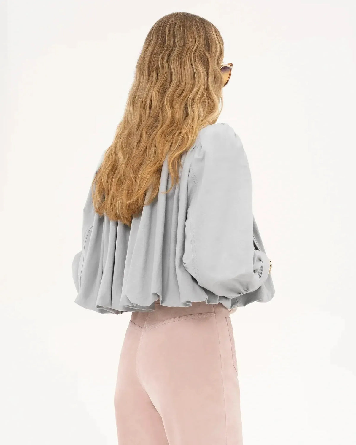 Catrin | Beige Puff-Sleeve Bomber Jacket