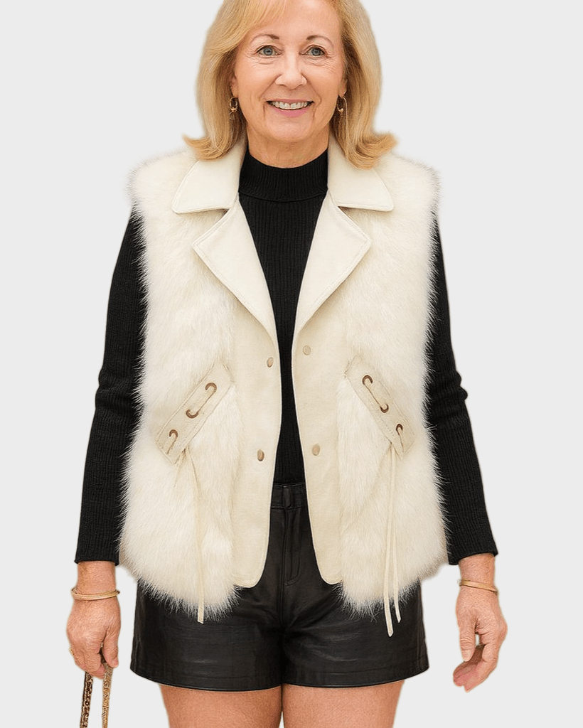 Catrin | Cream Faux-Fur Gilet
