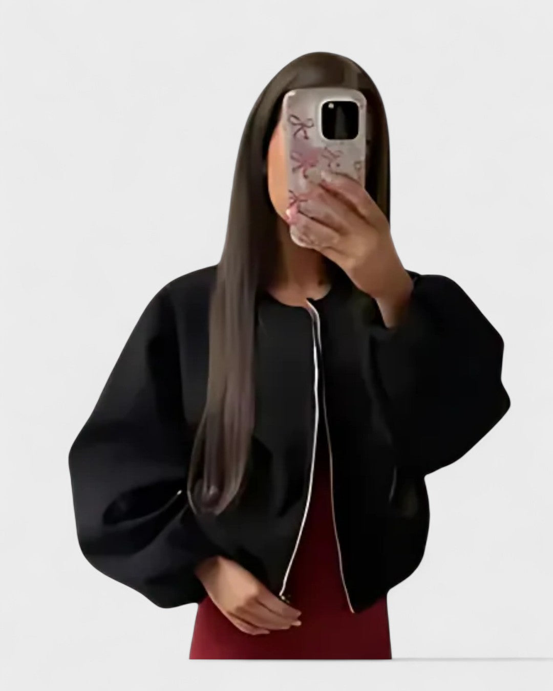 Catrin | Brown Cropped Bomber Jacket