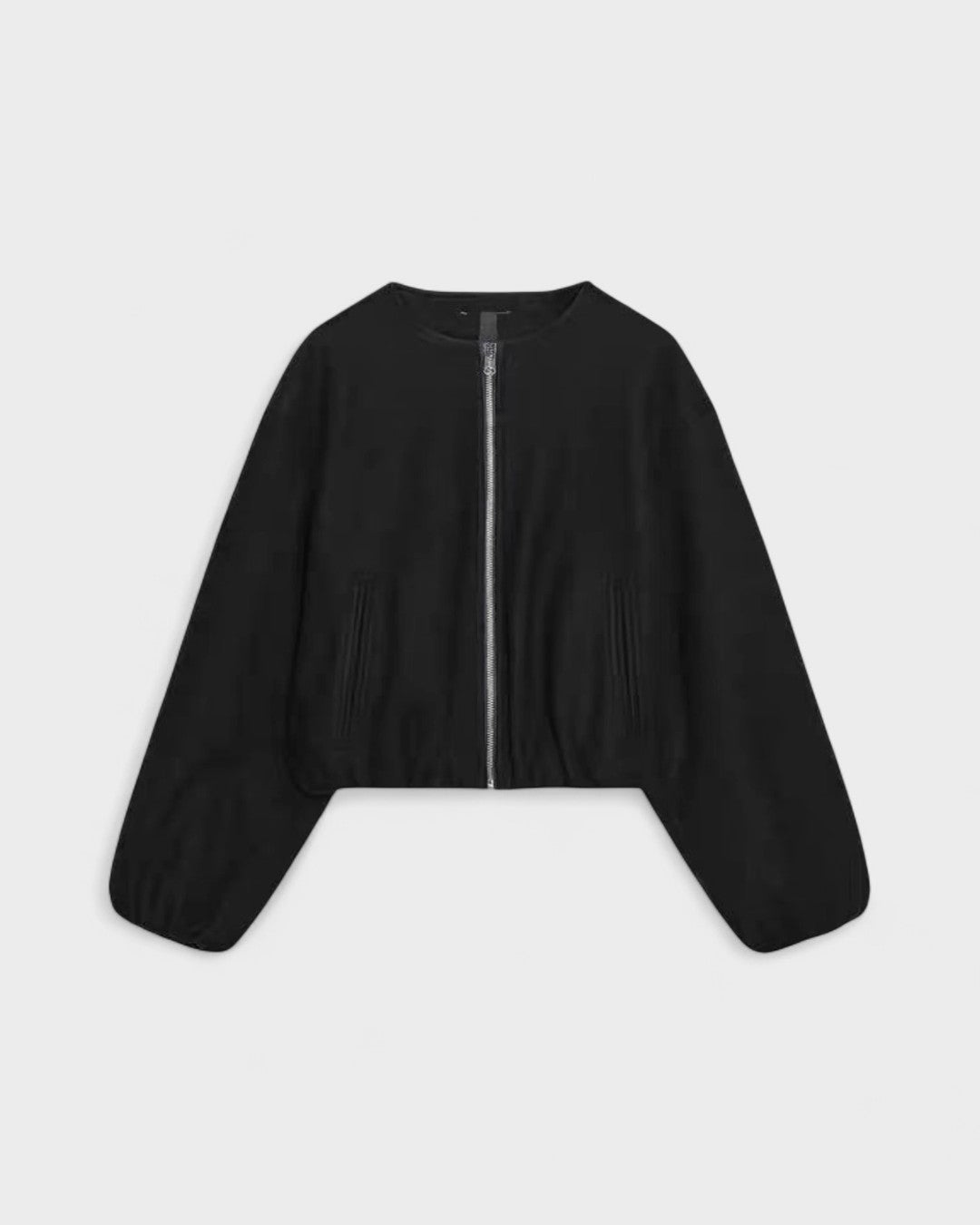 Catrin | Brown Cropped Bomber Jacket
