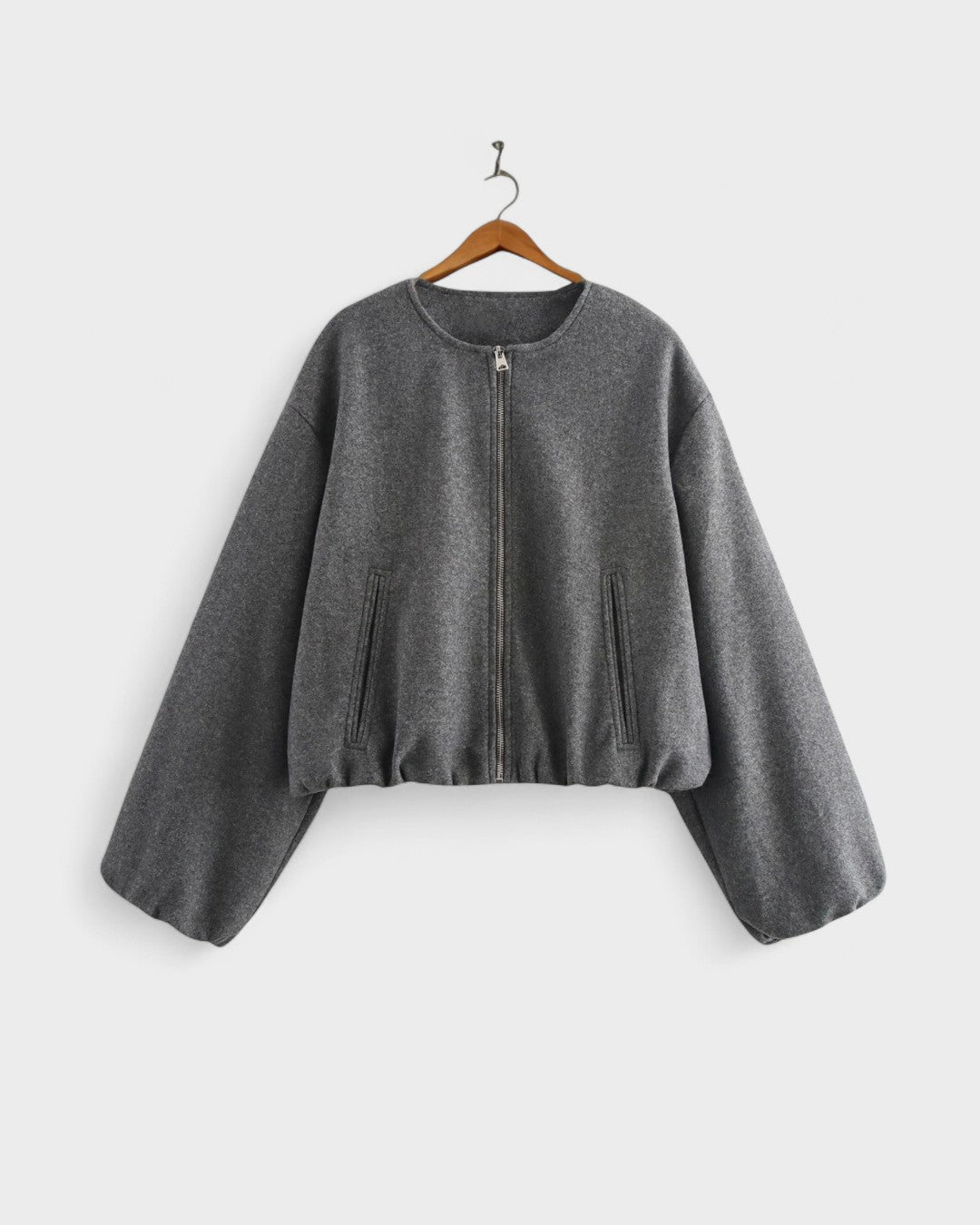 Catrin | Brown Cropped Bomber Jacket