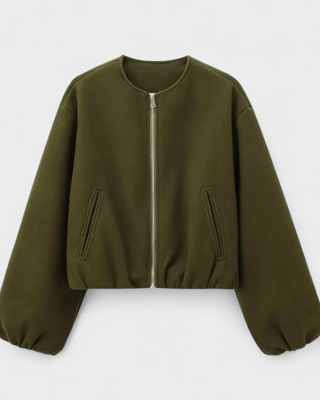 Catrin | Brown Cropped Bomber Jacket