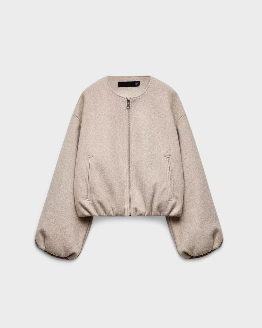 Catrin | Brown Cropped Bomber Jacket