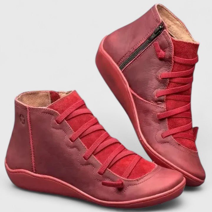 Catrin | Tan Side-Zip Ankle Boots
