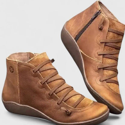 Catrin | Tan Side-Zip Ankle Boots