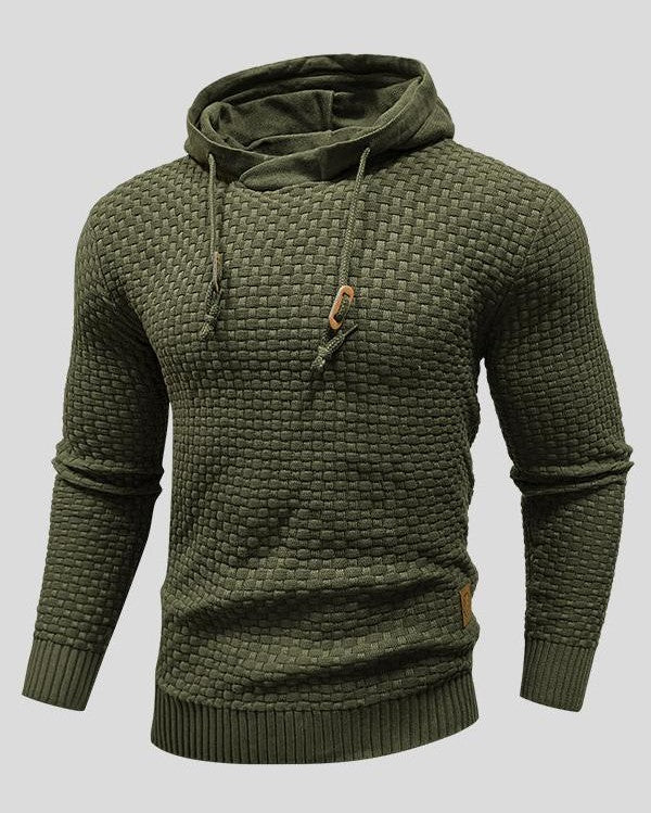 Kelvin | Grey Textured Knitted Hoodie