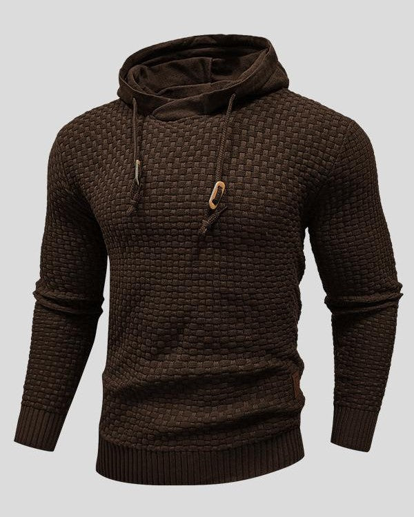 Kelvin | Grey Textured Knitted Hoodie