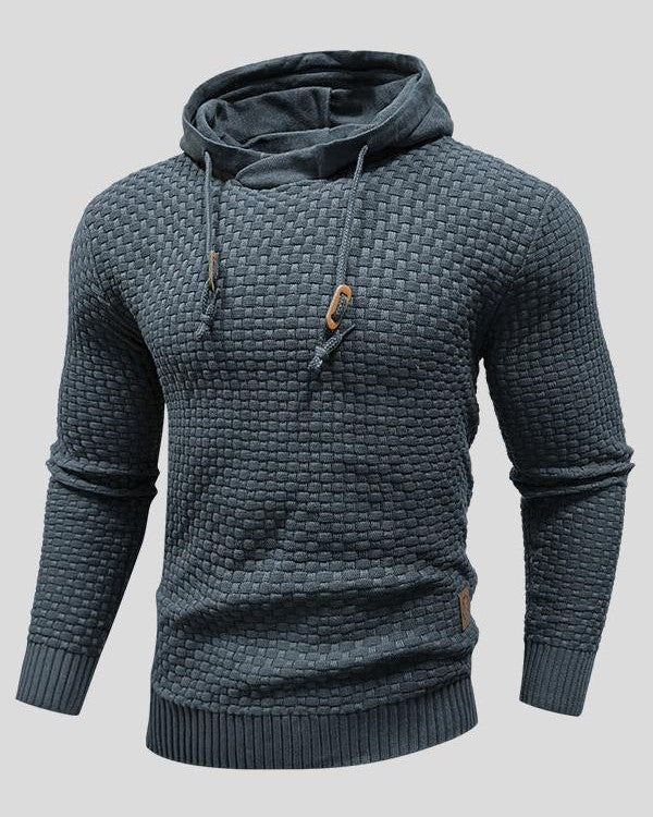 Kelvin | Grey Textured Knitted Hoodie
