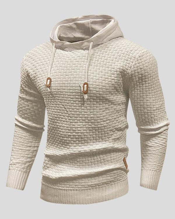 Kelvin | Grey Textured Knitted Hoodie