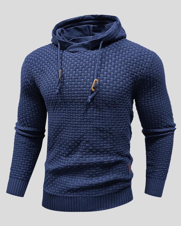 Kelvin | Grey Textured Knitted Hoodie
