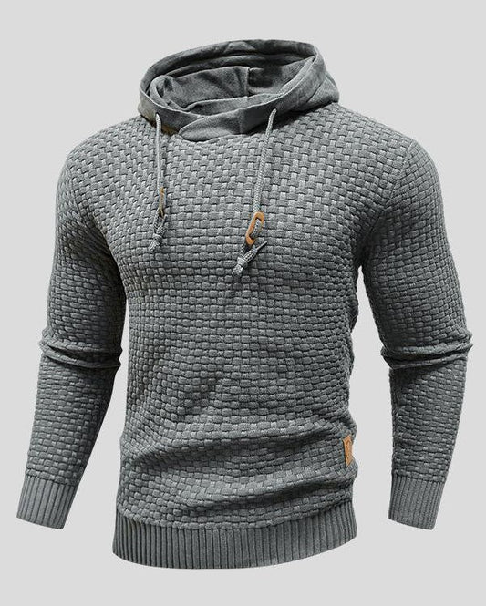 Kelvin | Grey Textured Knitted Hoodie