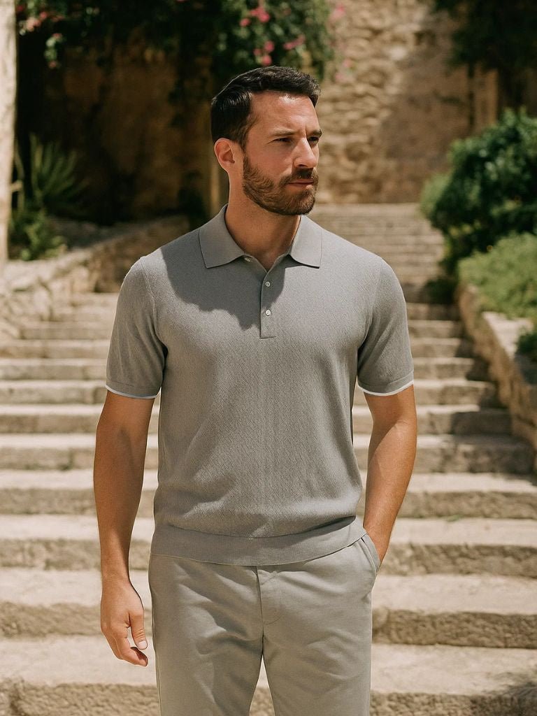 Kelvin | Textured Brown Knit Polo