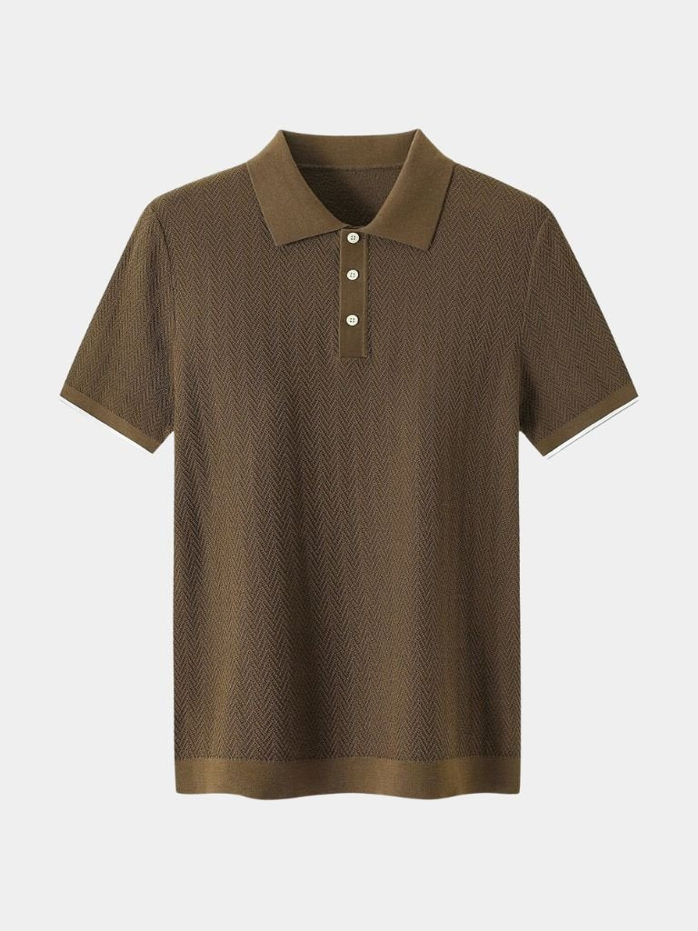 Kelvin | Textured Brown Knit Polo