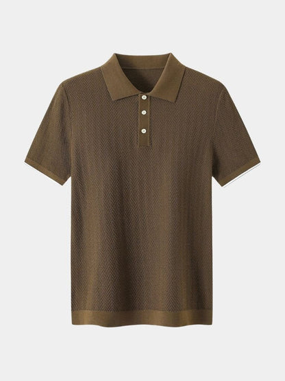 Kelvin | Textured Brown Knit Polo