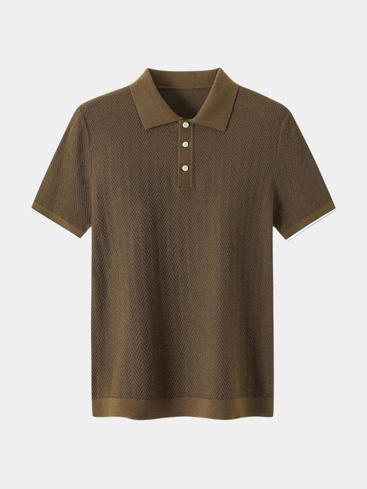 Kelvin | Textured Brown Knit Polo