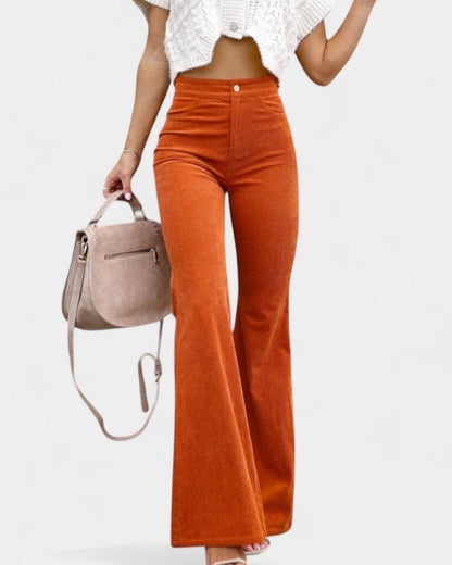 Kiera | Rust Corduroy Flared Trousers