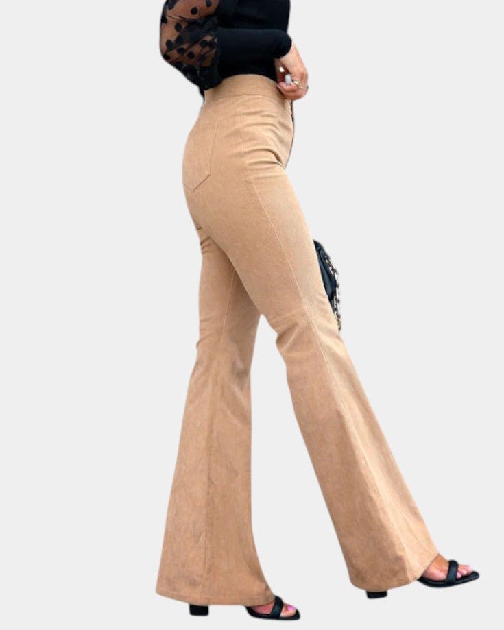 Kiera | Rust Corduroy Flared Trousers