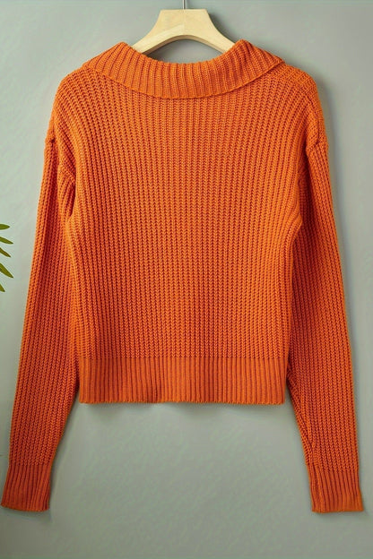 Kiera | Orange Chunky Collared Cardigan