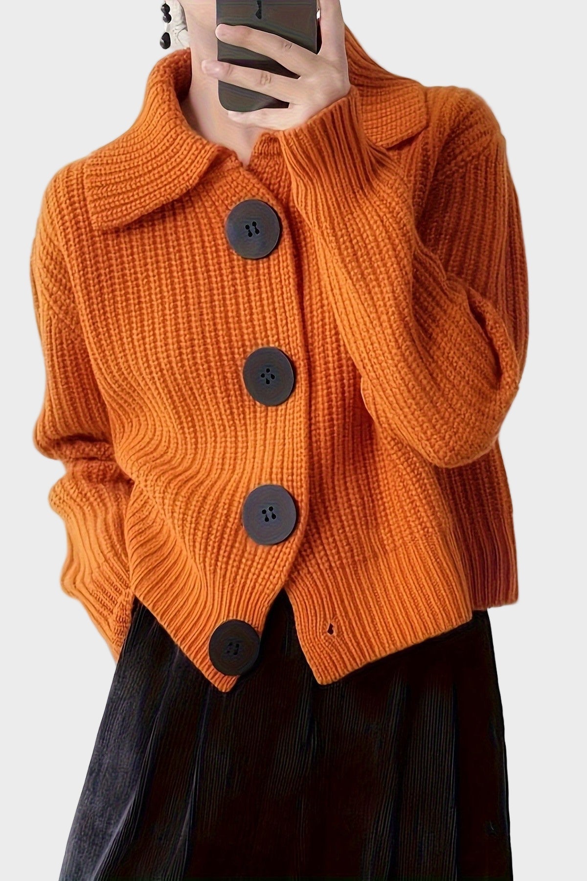 Kiera | Orange Chunky Collared Cardigan