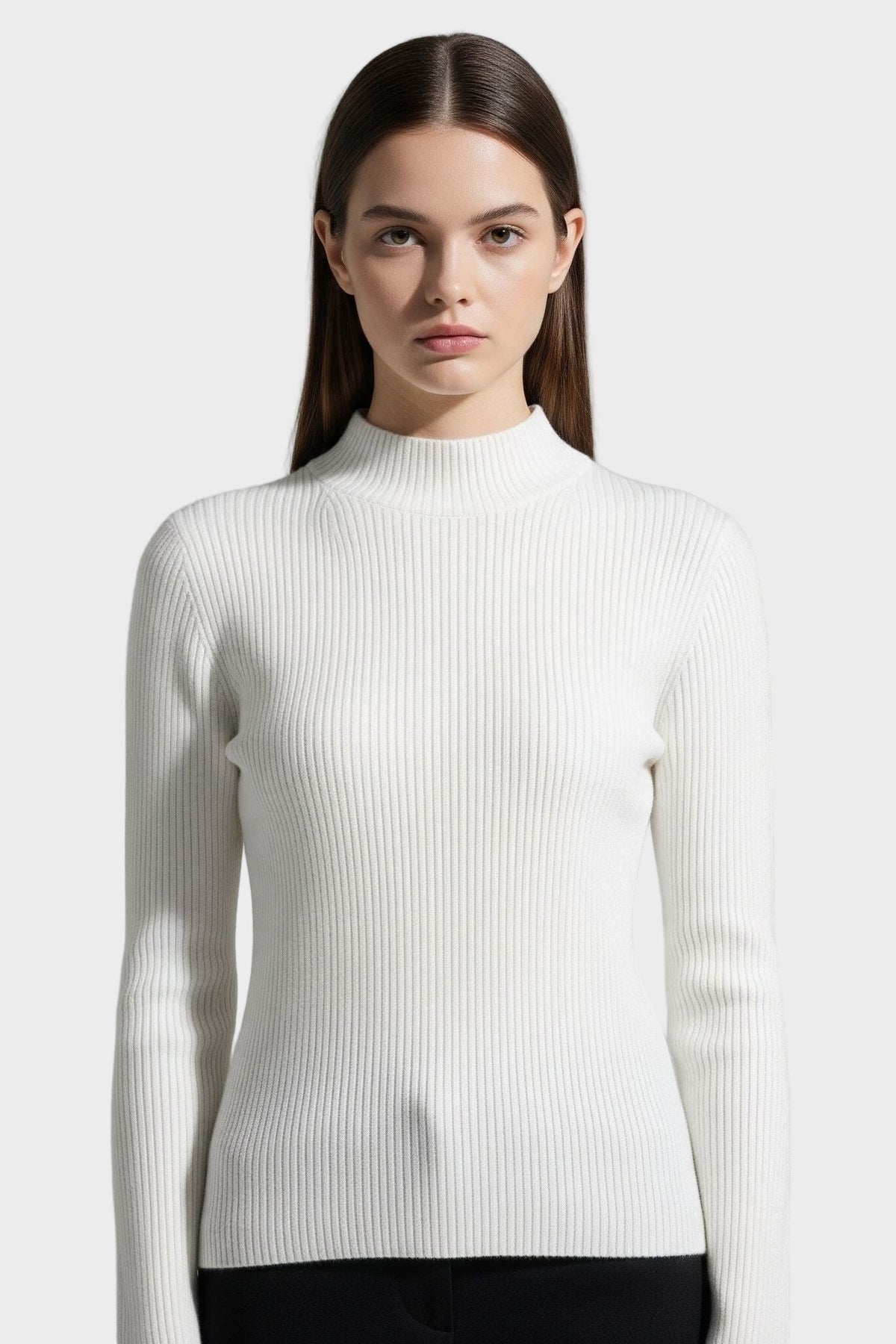 Kirsteen | Ivory Ribbed Roll-Neck Jumper