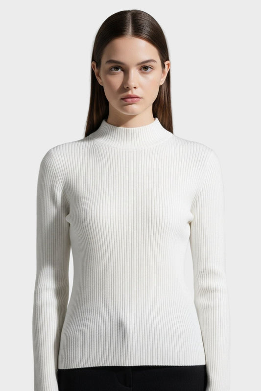 Kirsteen | Ivory Ribbed Roll-Neck Jumper
