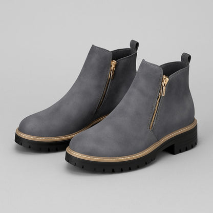 Kirsteen | Grey Side-Zip Ankle Boots