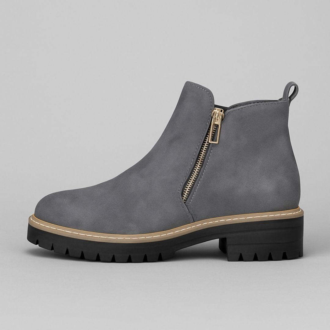 Kirsteen | Grey Side-Zip Ankle Boots