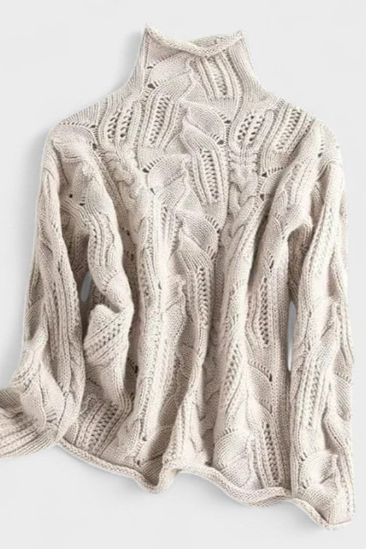 Kay | Blue Cable-Knit Roll-Neck Jumper