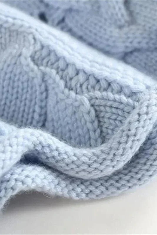 Kay | Blue Cable-Knit Roll-Neck Jumper