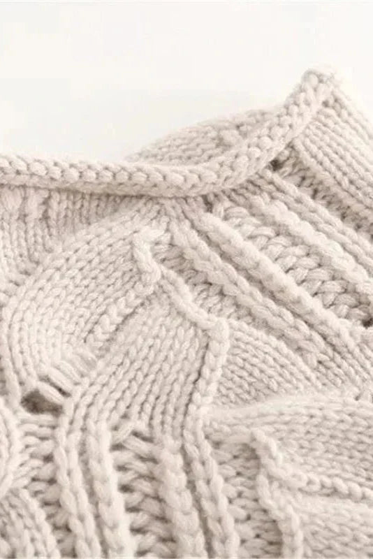 Kay | Blue Cable-Knit Roll-Neck Jumper
