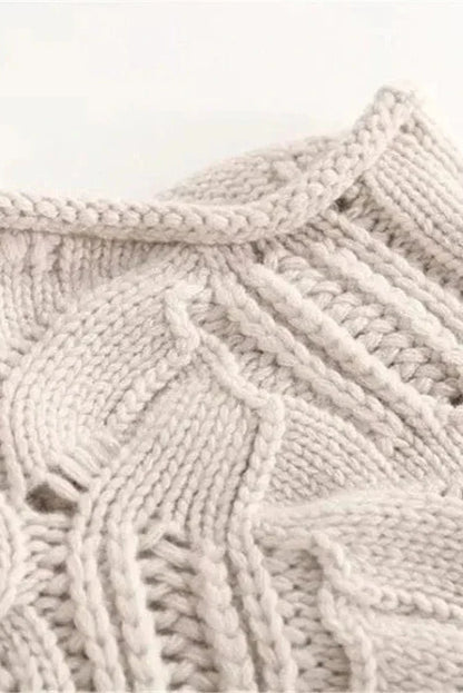 Kay | Blue Cable-Knit Roll-Neck Jumper