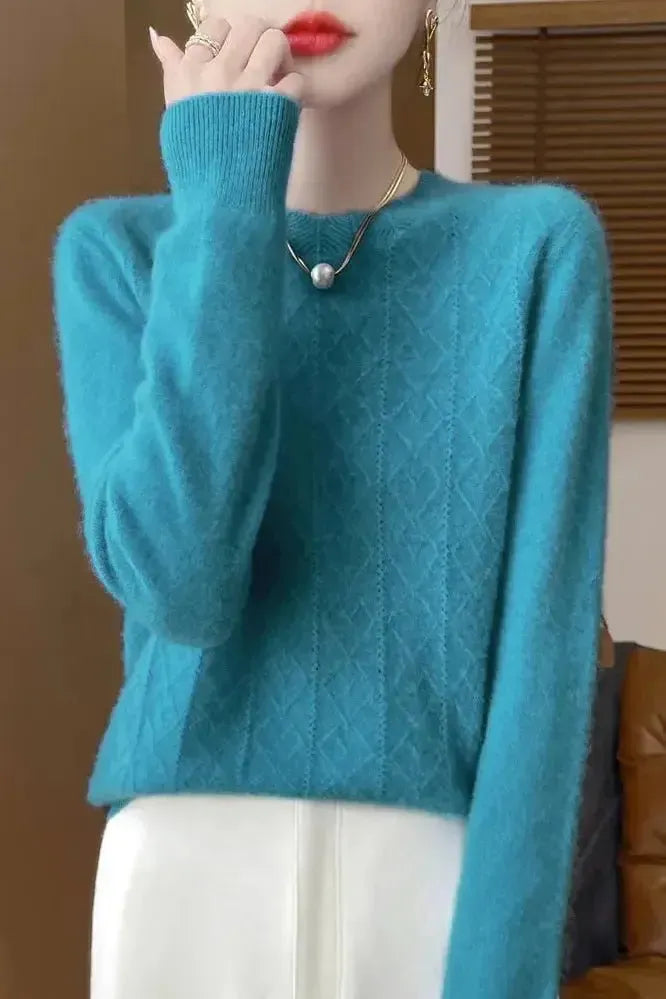 Kara | Orange Diamond-Knit Jumper