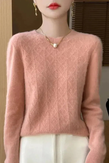 Kara | Orange Diamond-Knit Jumper