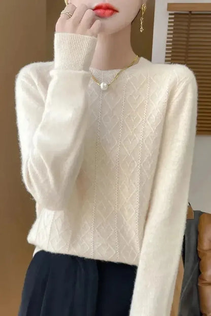 Kara | Orange Diamond-Knit Jumper